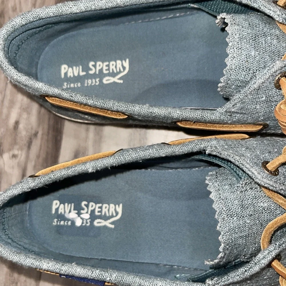 Paul Sperry Chambray Teal Blue Casual Boat Shoes Women's Size 8 M